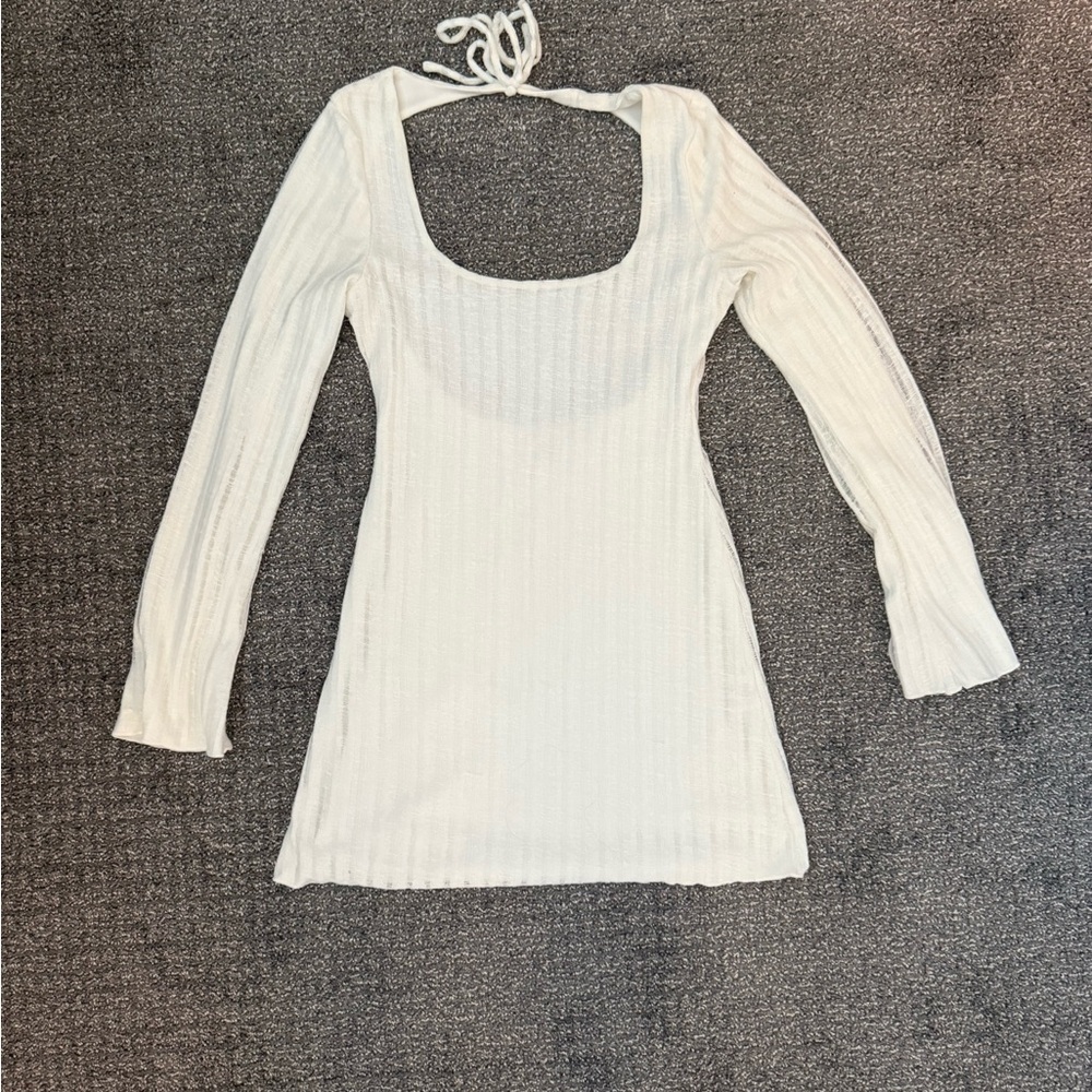 Tiger Mist White Ribbed Sheath Dress